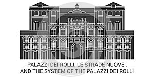 Italy, Palazzi Dei Rolli, Le Strade Nuove travel landmark vector illustration