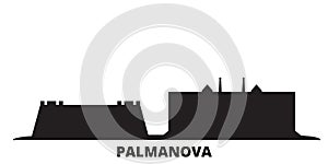 Italy, Palmanova city skyline isolated vector illustration. Italy, Palmanova travel black cityscape