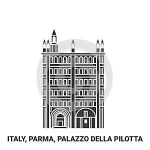 Italy, Parma, Palazzo Della Pilotta travel landmark vector illustration