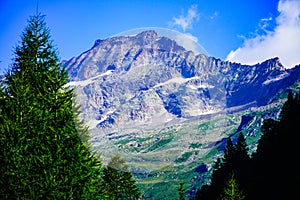 Italy, Pennine Alps, Monterosa Mountains, viewpoint from Alagna Valsesia photo