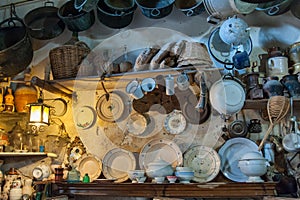 Italy, peschici, inside of a traditional kitchen