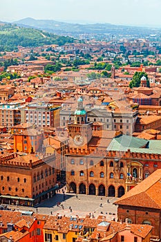 Italy Piazza Maggiore in Bologna old town