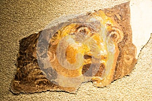 Italy, Pompeii - Roman house interior, antique fresco decoration, ancient wall