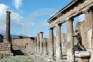 Italy, Pompeii, Temple and statue of Apollo.