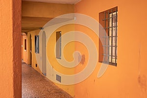 Italy, portico of the city of Bologna