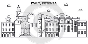 Italy, Potenza architecture line skyline illustration. Linear vector cityscape with famous landmarks, city sights