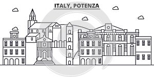 Italy, Potenza architecture line skyline illustration. Linear vector cityscape with famous landmarks, city sights photo