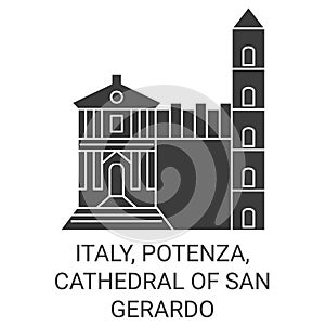 Italy, Potenza, Cathedral Of San Gerardo travel landmark vector illustration