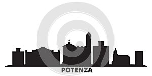 Italy, Potenza city skyline isolated vector illustration. Italy, Potenza travel black cityscape