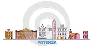 Italy, Potenza line cityscape, flat vector. Travel city landmark, oultine illustration, line world icons photo