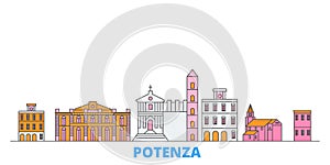 Italy, Potenza line cityscape, flat vector. Travel city landmark, oultine illustration, line world icons