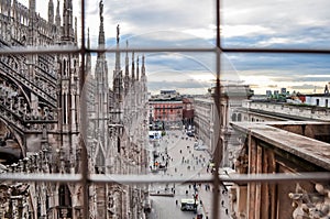 Italy in quarantine: Milan cityscape from top of Milan Cathedral