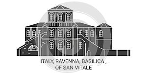 Italy, Ravenna, Basilica , Of San Vitale travel landmark vector illustration