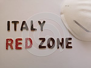 Italy red zone wooden writing