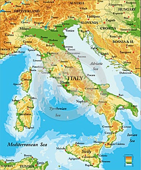 Italy relief map photo