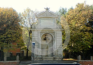 Italy, Rome, 2 Lungotevere Farnesina, Acqua Paola Fountain, ancient historical fountain