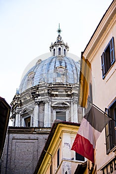 Italy, Rome, the flag of France in Piazza Farnese