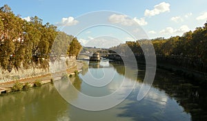 Italy, Rome, 8 Lungotevere Raffaello Sanzio, view of the river Tiber and the Ponte Garibaldi photo