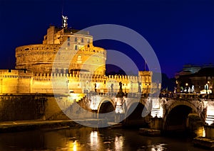 Italy. Rome. Night. Castel Sant' Angelo