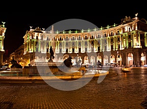 Italy Rome Night The Republic square.