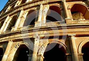 Italy, Rome, Piazza del Colosseo, Colosseum (Colosseo), view of the ruins of the ancient arena