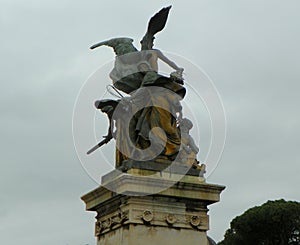 Italy, Rome, Piazza Venezia, Victor Emmanuel II Monument (Altare della Patria), sculptural group at the memorial