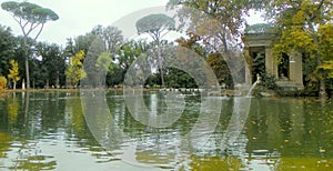 Italy, Rome, Piazzale Napoleone I, Villa Borghese, view of the lake and park