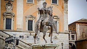 Italy,Rome, Replica of the equestrian statue of Marcus Aurelius.