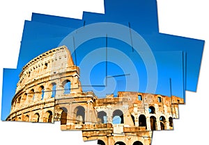 Italy, Rome - Roman Colosseum with blue sky, the most famus Italian landmark