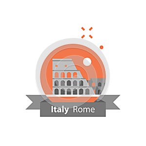 Colosseum view, Italy, Rome symbol, travel destination, famous landmark, tourism concept