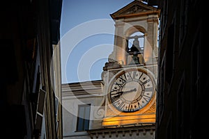 Italy,Rome,tower clock and the bell