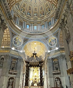Italy, Rome, Vatican City, St. Peter's Square, Basilica of Saint Peter, interior of the basilica
