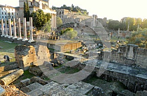 Italy, Rome, Via dei Fori Imperiali, Temple of Peace (Forum of Vespasian, Tempio della Pace), ruins of an ancient temple