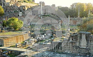 Italy, Rome, Via dei Fori Imperiali, Temple of Peace (Forum of Vespasian, Tempio della Pace), ruins of an ancient temple