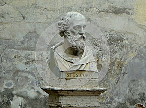 Italy, Rome, Viale di Villa Medici, bust of Stesicoro in Villa Borghese park photo