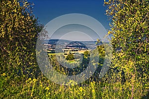 Italy rural Landscape from San Venanzo comune in the Province of Terni Umbria region rolling hills. Evening sunset 2023