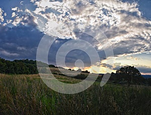 Italy rural Landscape from San Venanzo comune in the Province of Terni Umbria region rolling hills. Evening sunset 2023