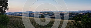 Italy rural Landscape from San Venanzo comune in the Province of Terni Umbria region rolling hills. Evening sunset 2023