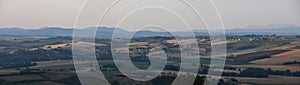 Italy rural Landscape from San Venanzo comune in the Province of Terni Umbria region rolling hills. Evening sunset 2023