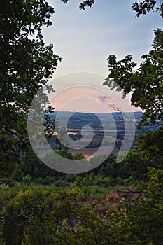 Italy rural Landscape from San Venanzo comune in the Province of Terni Umbria region rolling hills. Evening sunset 2023