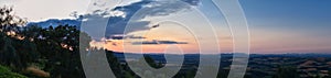 Italy rural Landscape from San Venanzo comune in the Province of Terni Umbria region rolling hills. Evening sunset 2023