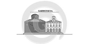 Italy, Sabbioneta city skyline isolated vector illustration, icons