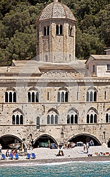 Italy, San Fruttuoso abbey near Genoa on the Ligurian sea