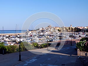 Italy, Sardinia, Portoscuso, view of the marine port