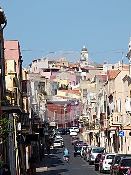 Italy, Sardinia, view of the city streets of the town of Sant Antioco