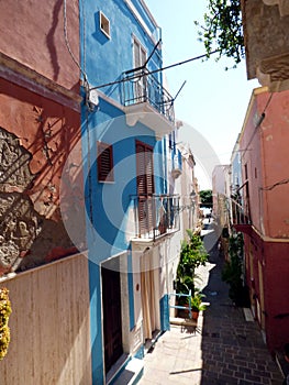 Italy, Sardinia, view of the city streets of the town of Sant Antioco