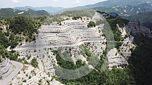 Italy. Scenic route to Mandrioli mountain pass. Tortuous curves