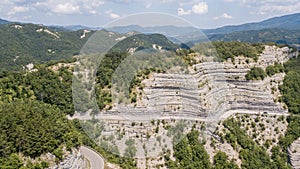 Italy. Scenic route to Mandrioli mountain pass. Tortuous curves