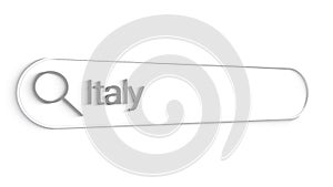 italy Search Bar Close Up Single Line Typing Text Box Layout Web Database Browser Engine Concept.