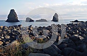 Italy, Sicily: Rocks in Cyclops bay.